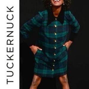 Tuckernuck Plaid Dress with Gold Buttons